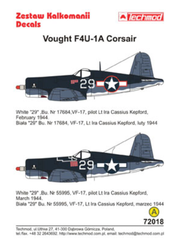 Techmod TM72018 1:72 Vought F4U-1A Corsair