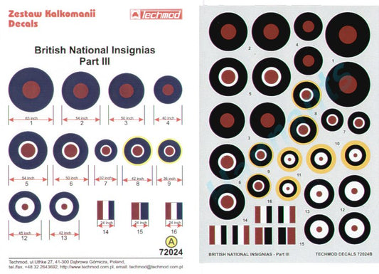 Techmod TM72024 RAF Typhoon/B-25/Mustang National Insignia 1:72