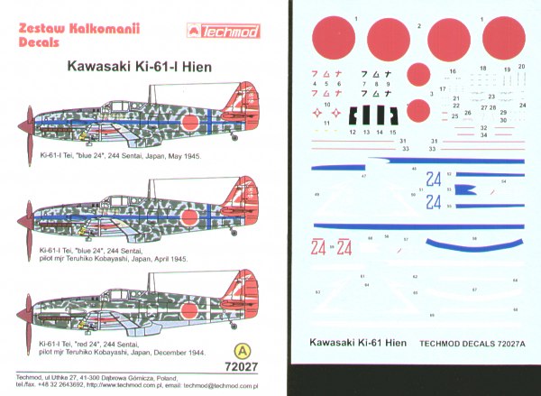 Techmod TM72027 1:72 Kawasaki Ki-61-I Hien 'Tony'