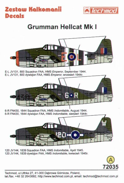 Techmod TM72035 1:72 Grumman F6F Hellcat Mk.I FAA