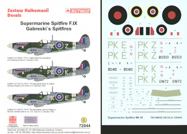 Techmod TM72044 1:72 Gabreski's Supermarine Spitfire Mk.IXs