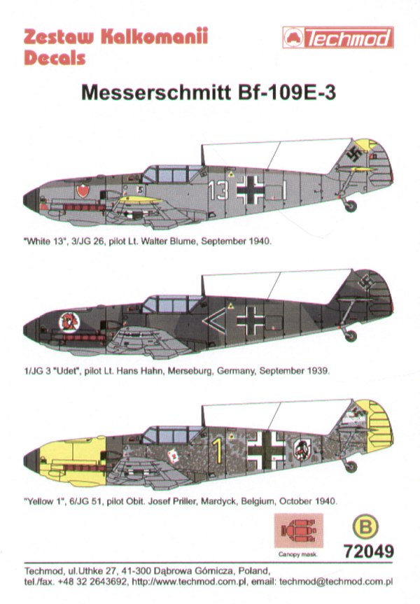 Techmod TM72049 1:72 Messerschmitt Bf-109E-3