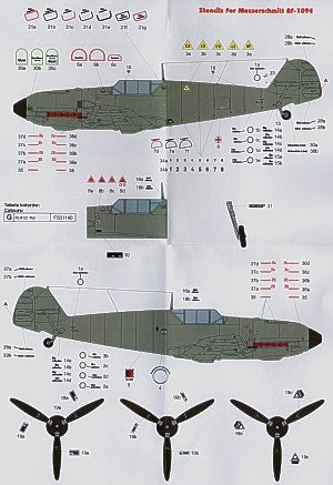 Techmod TM72055 Messerschmitt Bf-109E Stencils for 2 Kits 1:72