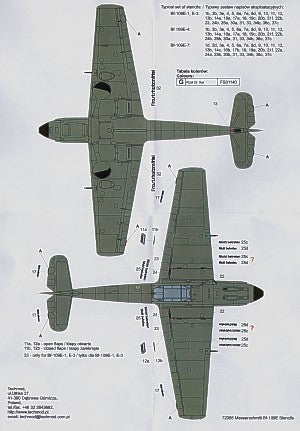 Techmod TM72055 Messerschmitt Bf-109E Stencils for 2 Kits 1:72