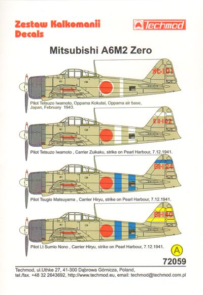 Techmod TM72059 1:72 Mitsubishi A6M2 Zero