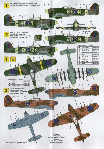 Techmod TM72061 1:72 Hawker Typhoon Mk.Ib HN-N EK139, 175 Sqdn RAF, Spring 1943