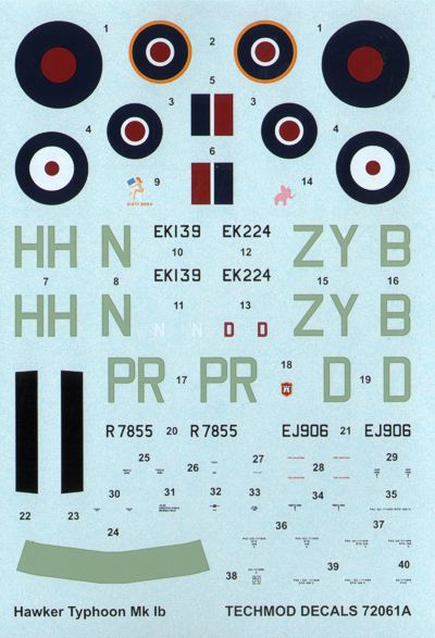 Techmod TM72061 1:72 Hawker Typhoon Mk.Ib HN-N EK139, 175 Sqdn RAF, Spring 1943