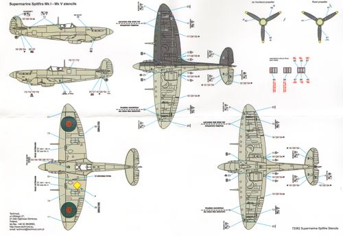 Techmod TM72062 1:72 Supermarine Spitfire Stencil Data for two aircraft