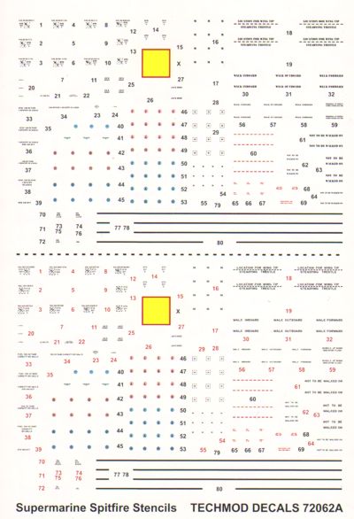 Techmod TM72062 1:72 Supermarine Spitfire Stencil Data for two aircraft
