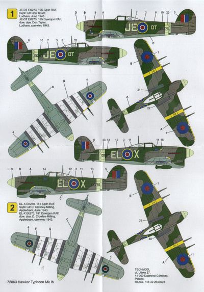 Techmod TM72063 Hawker Typhoon Mk.Ib 195 Sqdn RAF JE-DT 1:72