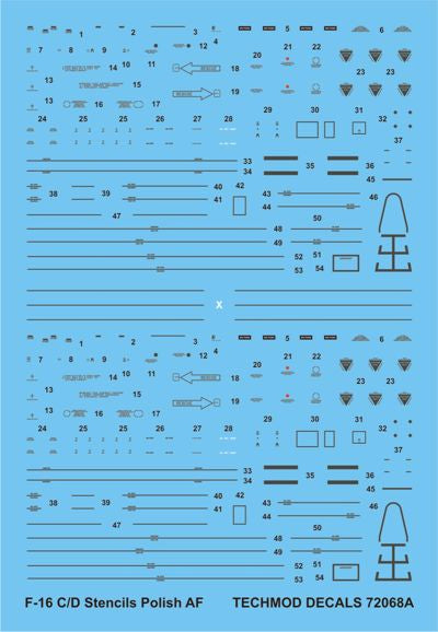 Techmod TM72068 1:72 Lockheed-Martin F-16C/F-16D Stencils