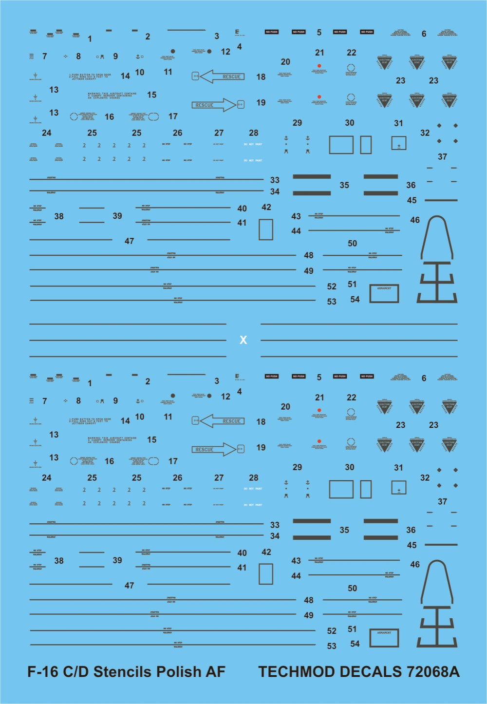 Techmod TM72068 1:72 Lockheed-Martin F-16C/F-16D Stencils