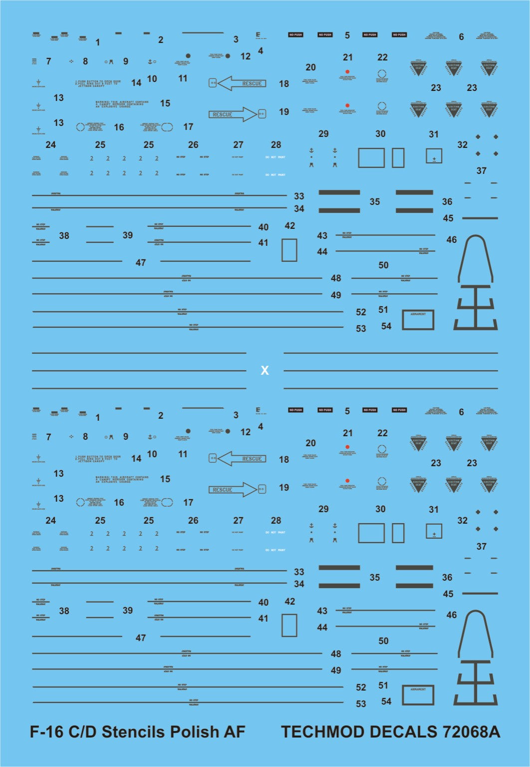 Techmod TM72068 1:72 Lockheed-Martin F-16C/F-16D Stencils