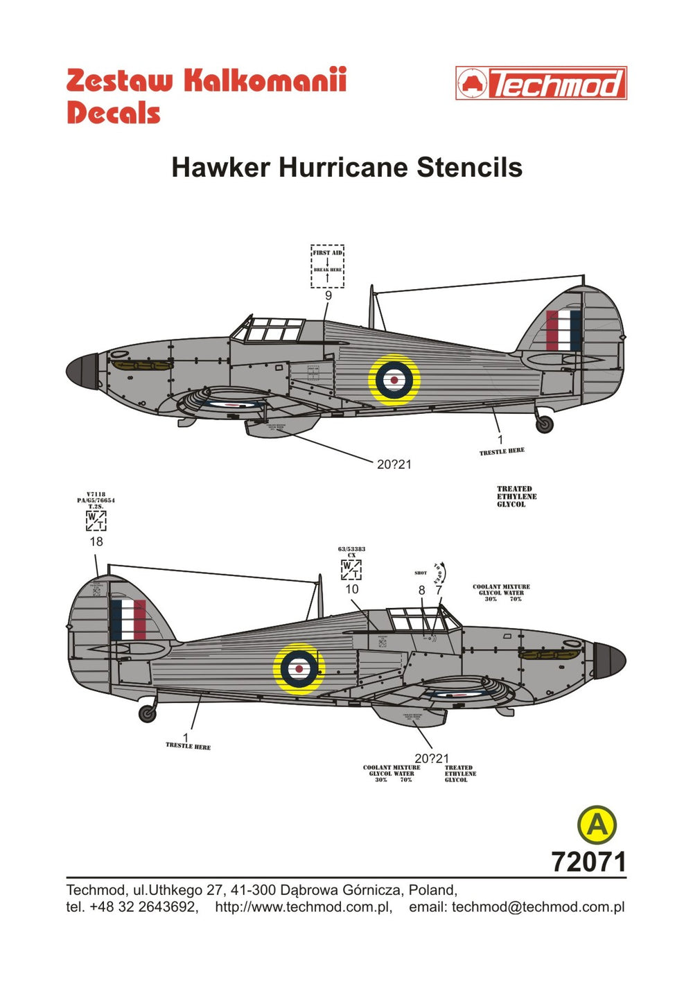 Techmod TM72071 1:72 Hawker Hurricane Stencils Mk.I Mk.II Mk.IV