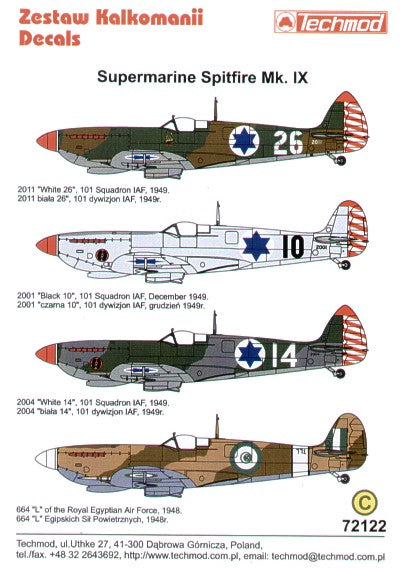 Techmod TM72122 1:72 Supermarine Spitfire Mk.IX in Israeli and Egyptian Service.