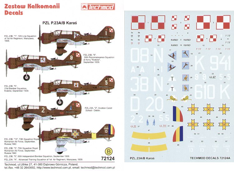 Techmod TM72124 1:72 PZL P.23A/P.23B Karas