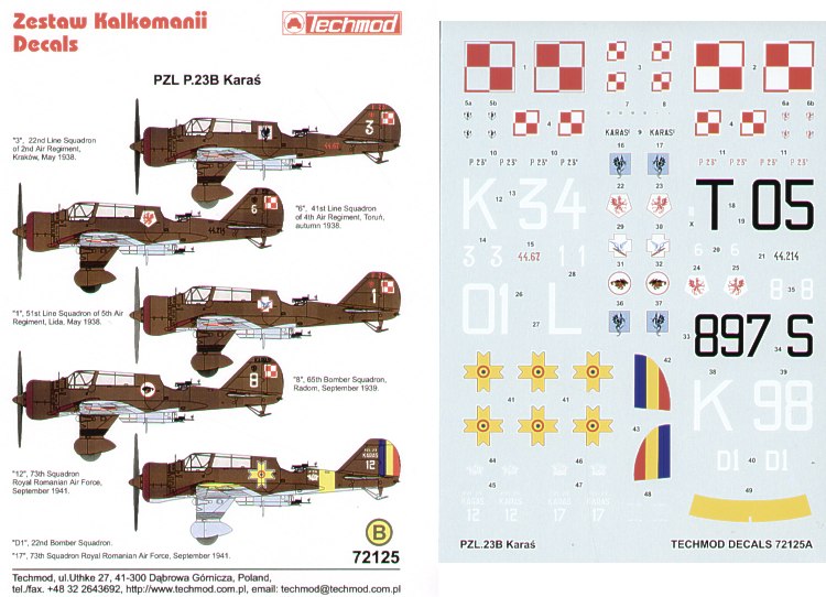 Techmod TM72125 1:72 PZL P.23A/B Karas