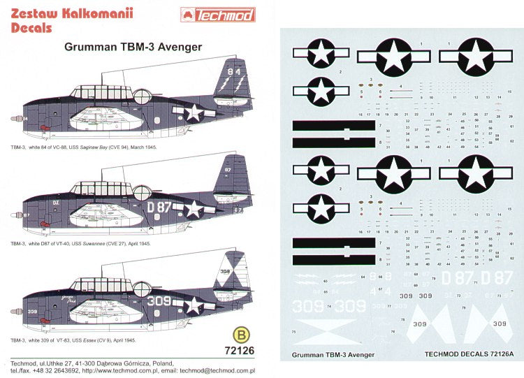 Techmod TM72126 1:72 Grumman TBM-3 Avenger