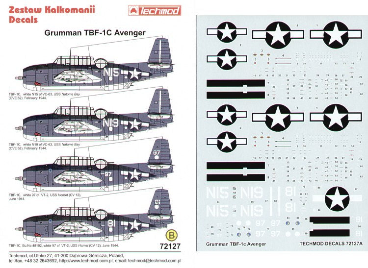 Techmod TM72127 1:72 Grumman TBF-1C Avenger