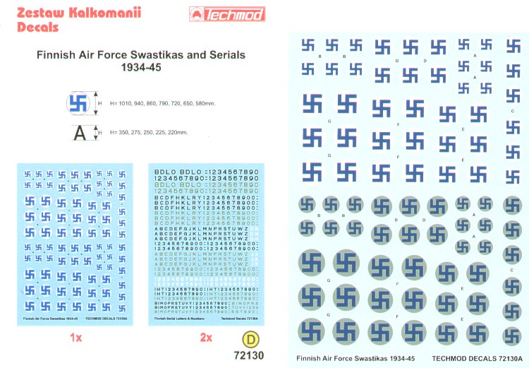 Techmod TM72130 1:72 Finnish Air Force Swastika National Insignia