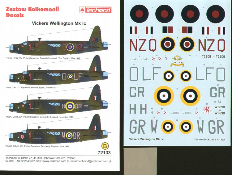 Techmod TM72133 1:72 Vickers Wellington Mk.Ic
