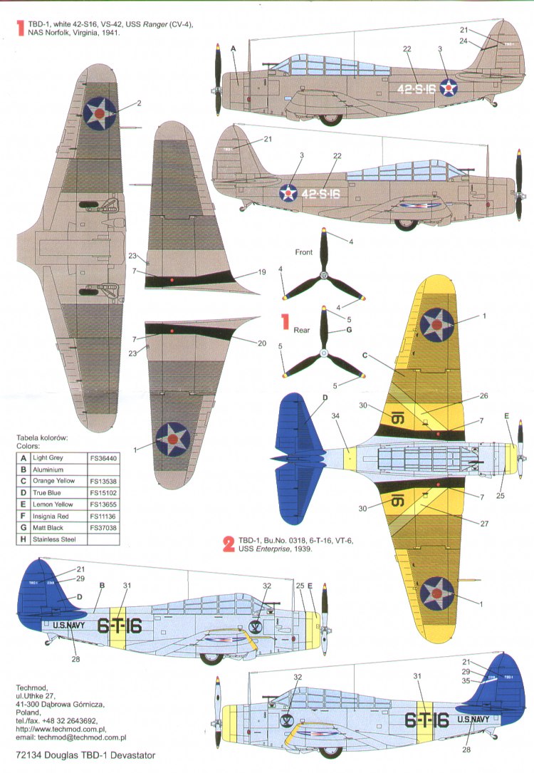 Techmod TM72134 1:72 Douglas TBD-1 'Devastator' Pre War