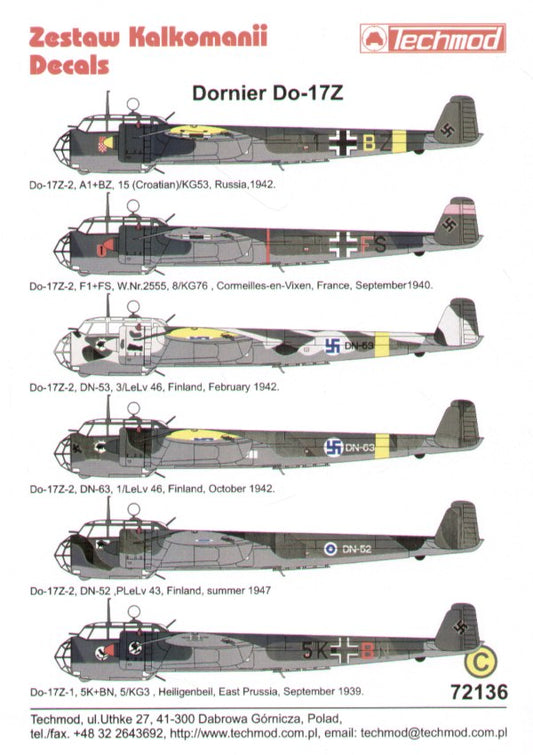 Techmod TM72136 1:72 Dornier Do-17Z