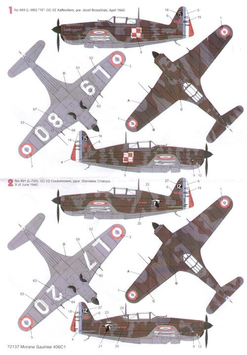 Techmod TM72137 MS.406C1 Armee de l'Air Polish Pilots 1:72