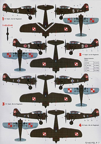 Techmod TM72140 PZL P.7a Part 1 Polish Air Force Markings 1:72