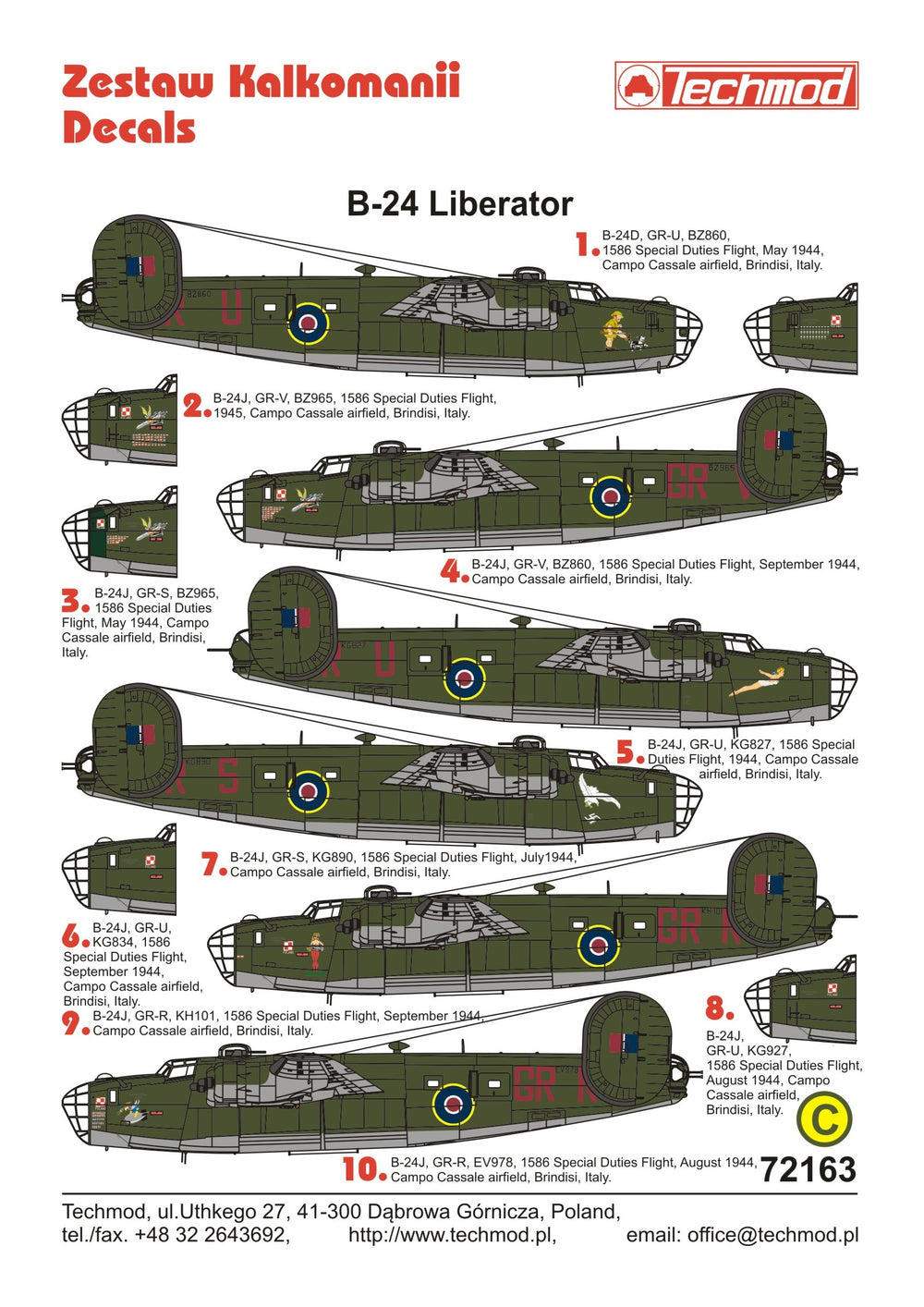 Techmod TM72163 1:72 Consolidated B-24D/B-24J Liberator