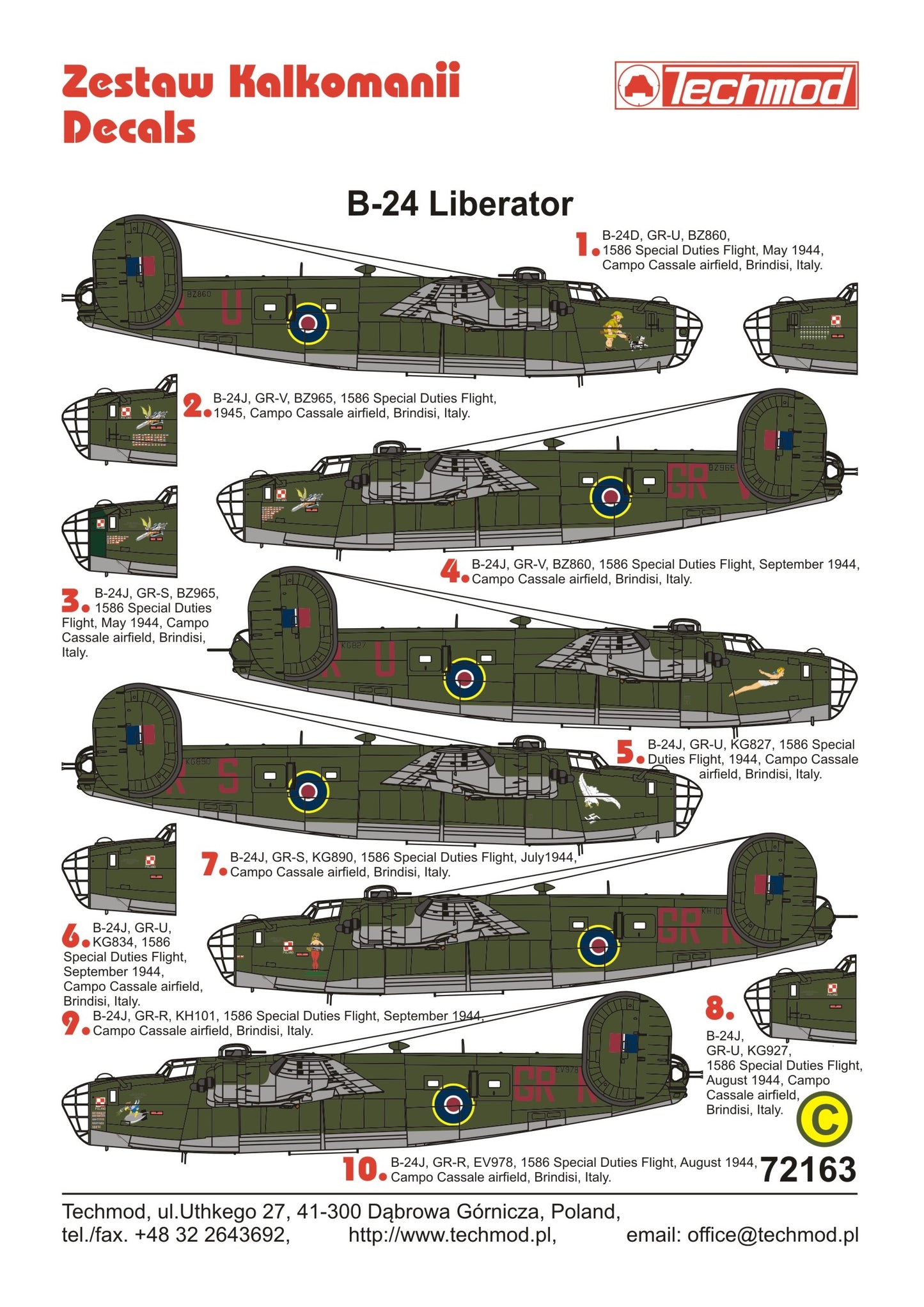 Techmod TM72163 1:72 Consolidated B-24D/B-24J Liberator