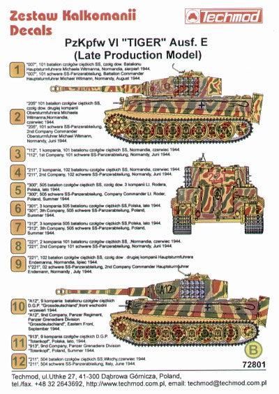 Techmod TM72801 1:72 Pz.Kpfw.VI Tiger Ausf.E Late Production models