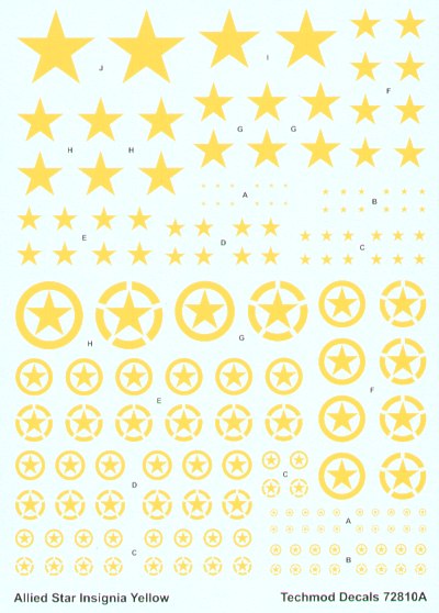 Techmod TM72810 Allied Yellow ID Stars 3 Styles 9 Sizes 1:72