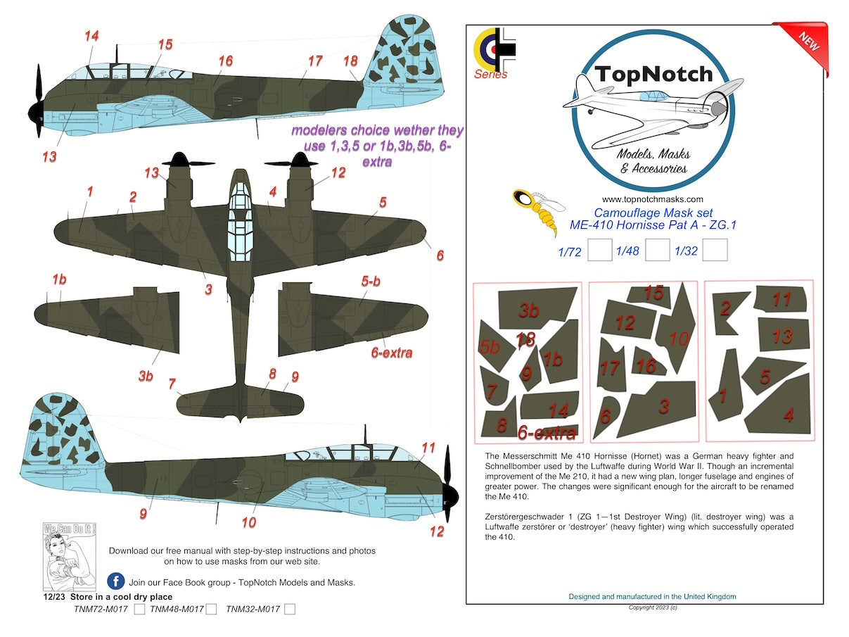 TopNotch TNM32-M017 1:32 Messerschmitt Me-410A-1/U-2 Hornisse Pat