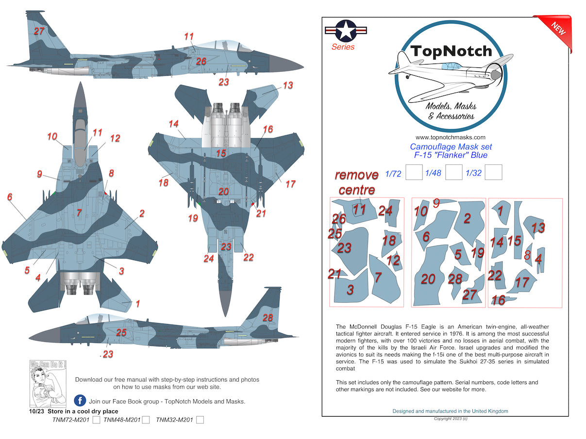 TopNotch TNM32-M201 F-15C Eagle Blue Flanker Paint Masks 1:32