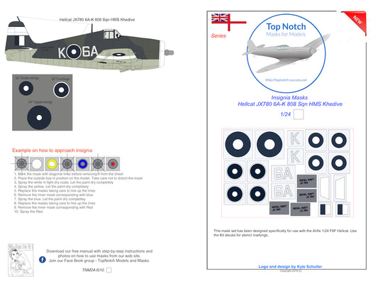 TopNotch TNM24-I010 1:24 Grumman Hellcat JX789 6A-K 808 Sqn H.M.S