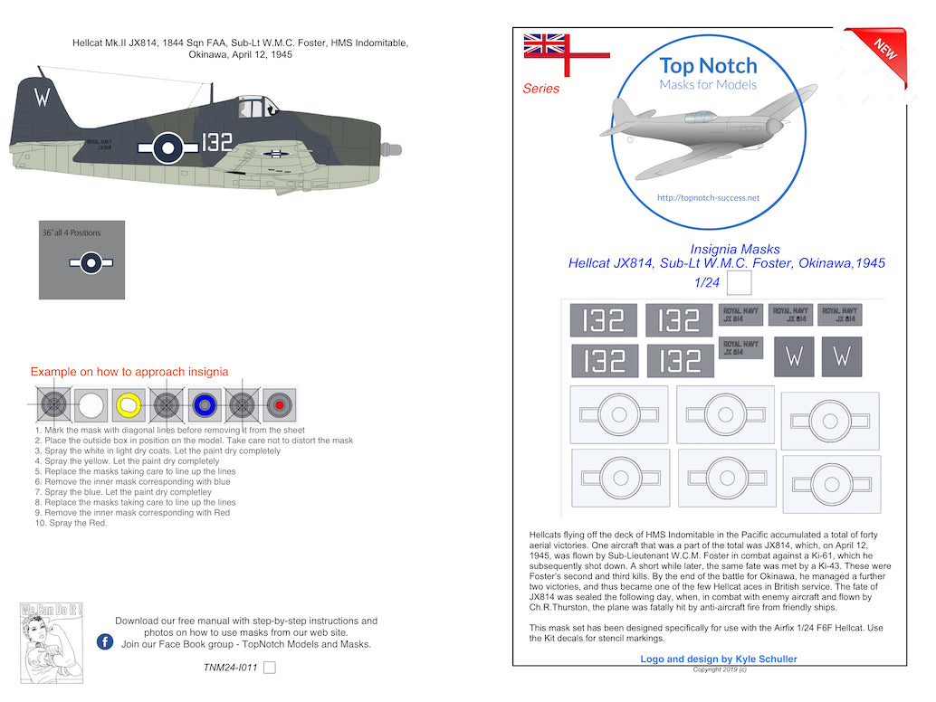 TopNotch TNM24-I011 1:24 Grumman Hellcat II JX814, 1844 Sqn FAA, H.M.S