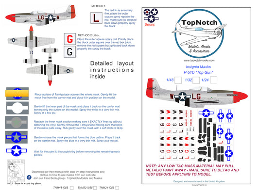TopNotch TNM24-I55 1:24 P-51D Mustang Top Gun Insignia & Stripes