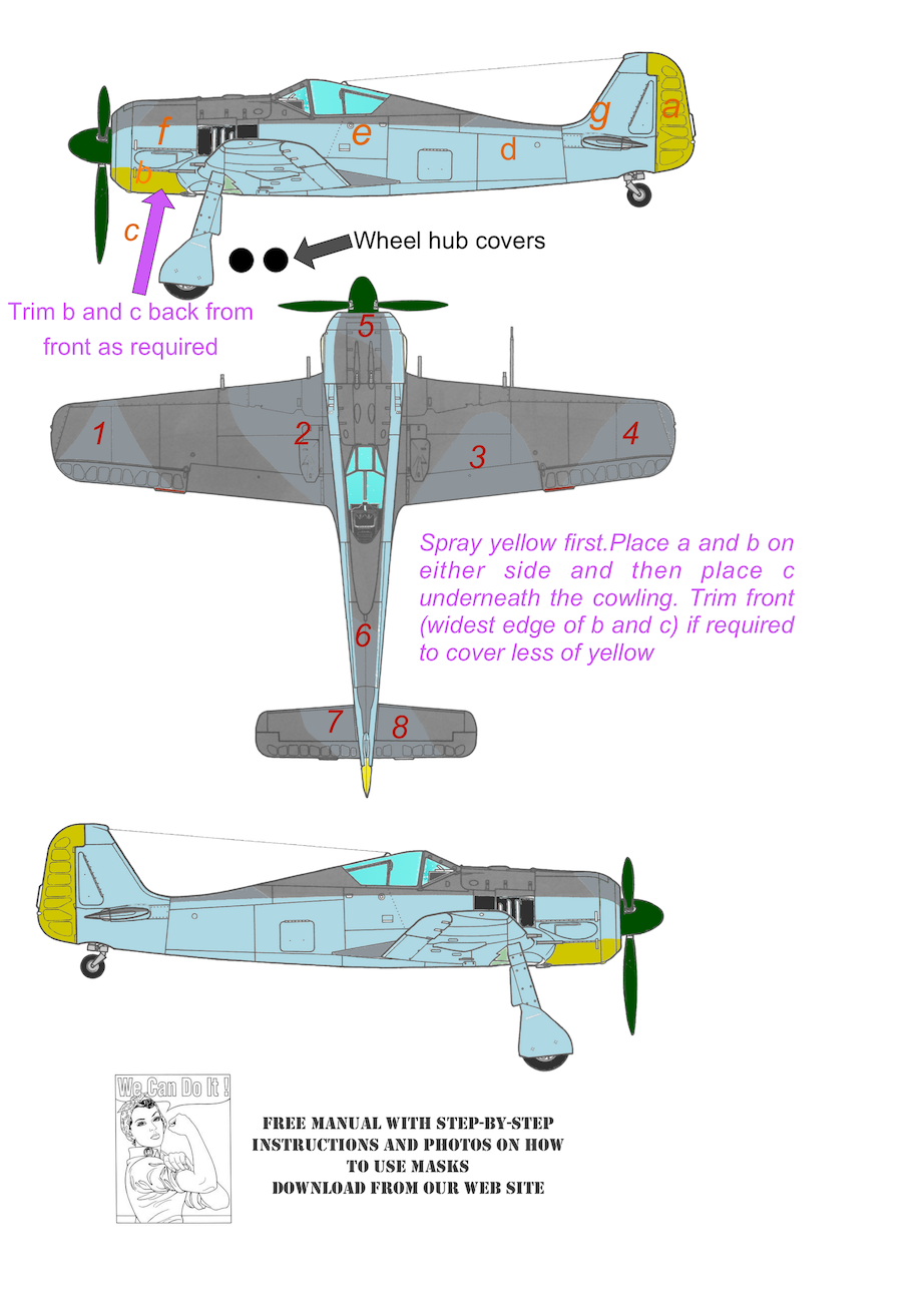 TopNotch TNM24-M000 1:24 Focke-Wulf Fw-190A camouflage pattern paint masks