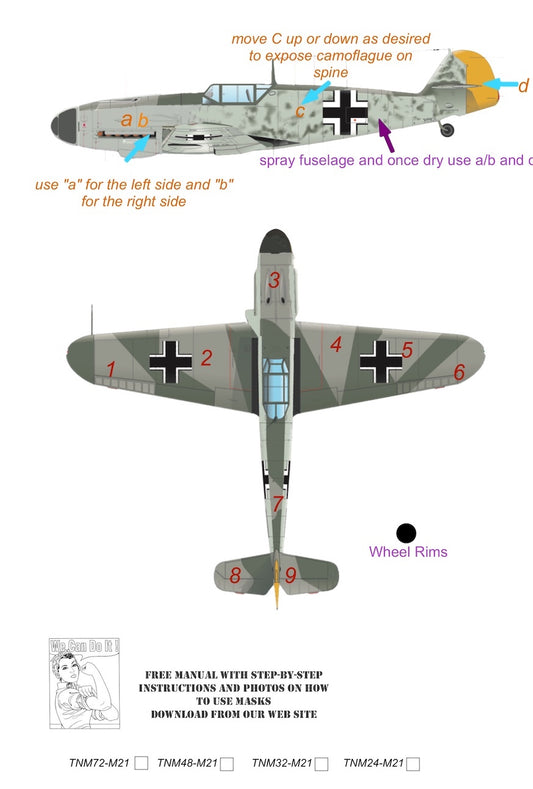 TopNotch TNM24-M021 1:24 Messerschmitt Bf-109F/G Camo Masks Pt.1