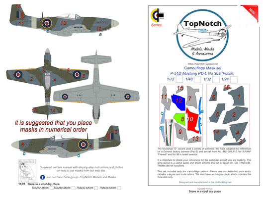 TopNotch TNM24-M086 1:24 North-American P-51D Mustang PD-L No 303