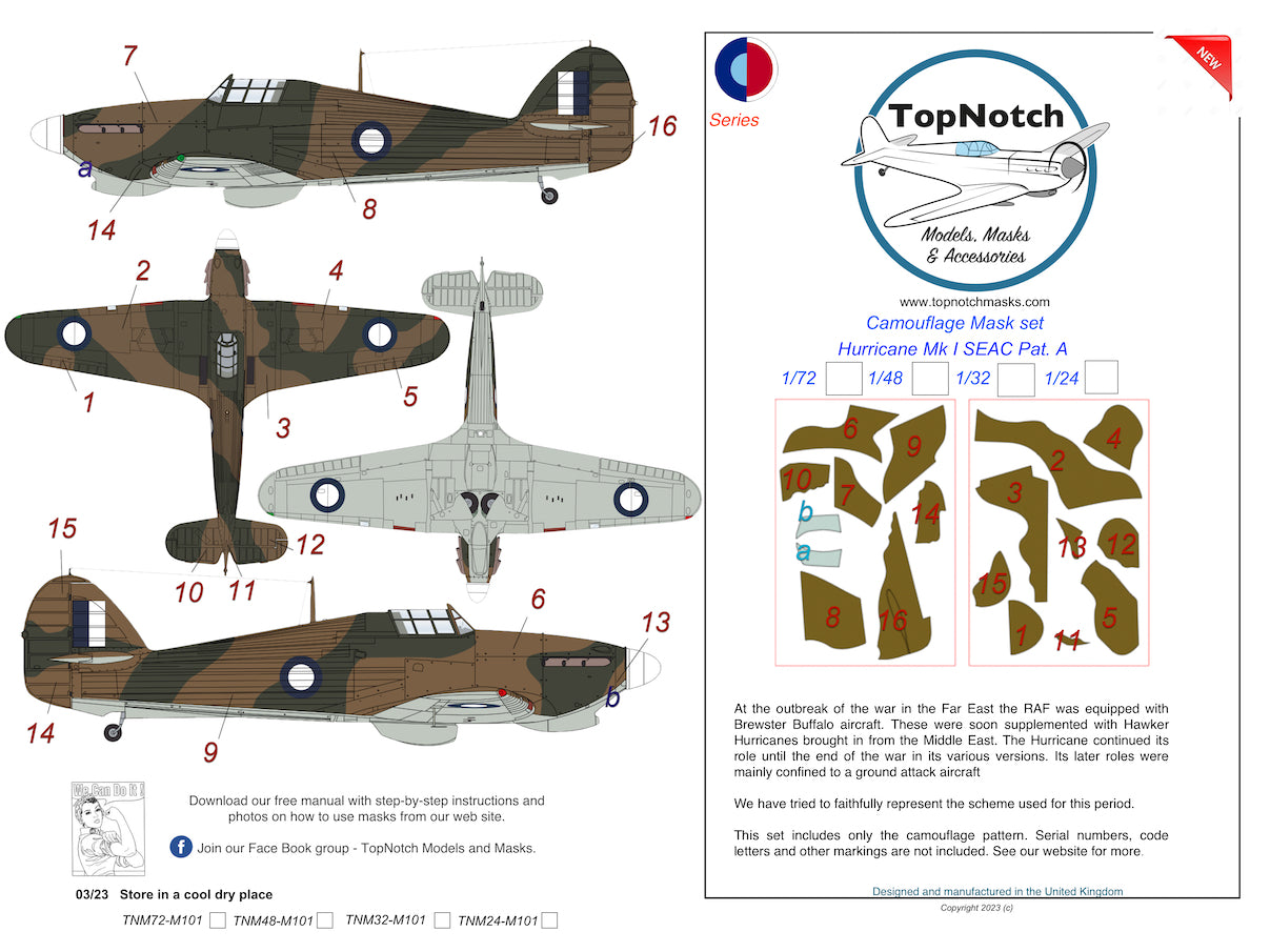 TopNotch TNM24-M101 1:24 SEAC Hawker Hurricane Mk.I Pattern