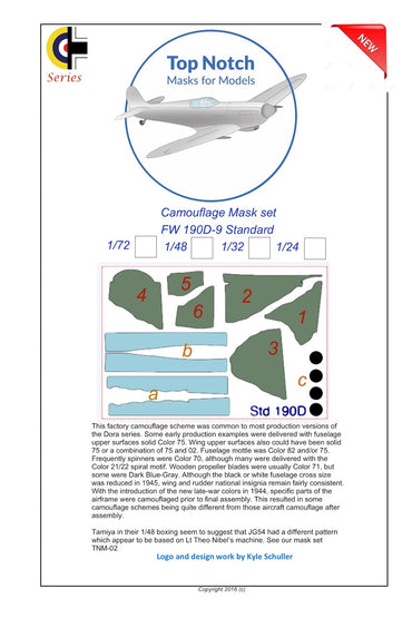 TopNotch TNM32-M001 Focke-Wulf Fw-190D Camouflage Paint Masks 1:32