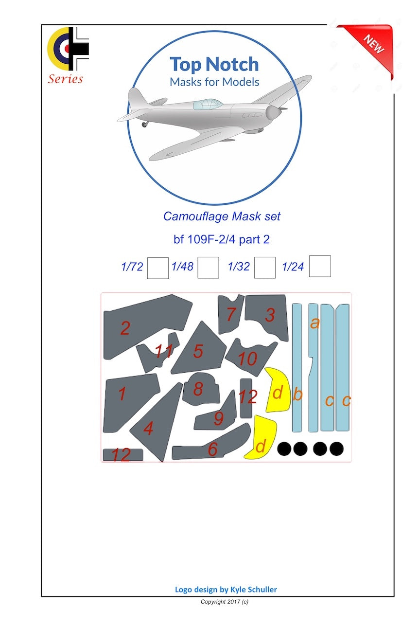 TopNotch TNM32-M022 Messerschmitt Bf-109F/G Part 2 Paint Masks 1:32