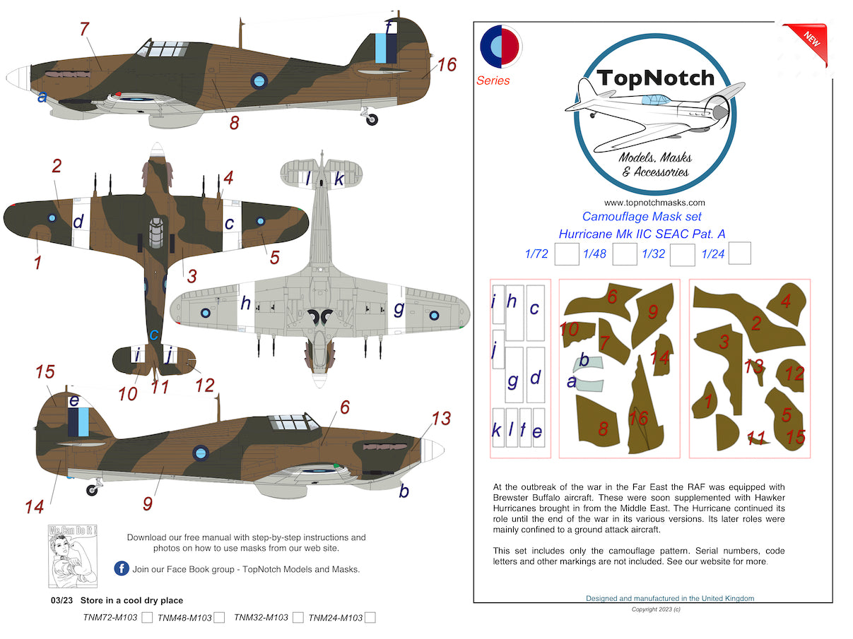 TopNotch TNM32-M103 1:32 SEAC Hawker Hurricane Mk.IIc Pattern