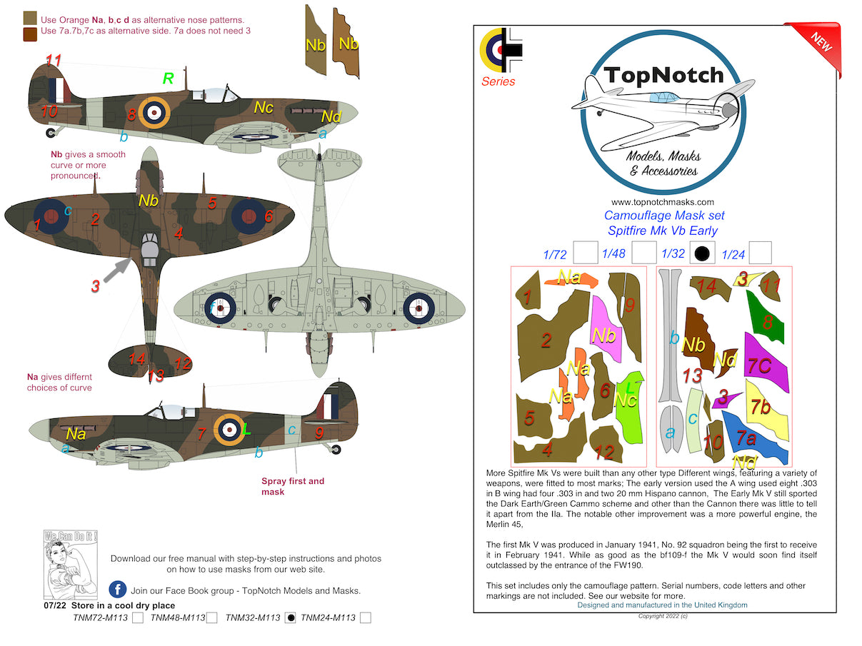 TopNotch TNM32-M113 Supermarine Spitfire Mk.Vb Early Masks 1:32