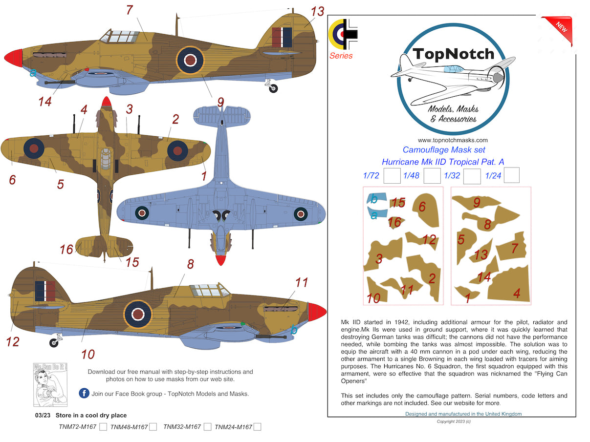 TopNotch TNM32-M167 1:32 Hawker Hurricane Mk.IID Tropical Pattern