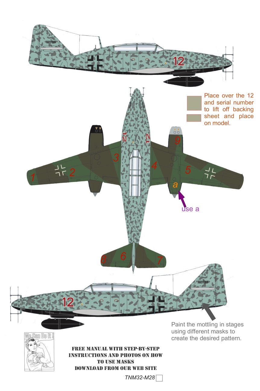 TopNotch TNM32-S001 Me-262B-1/U1 Nightfighter Paint Masks 1:32