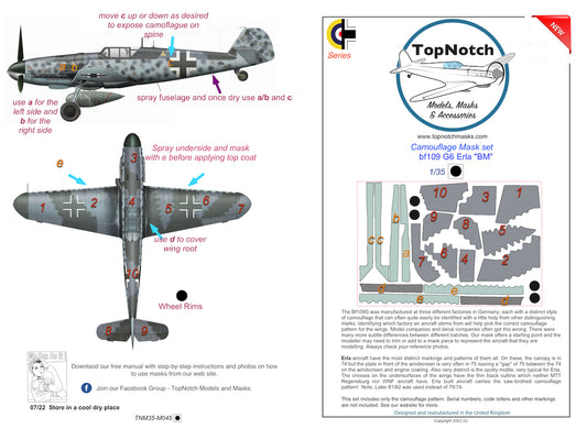 TopNotch TNM35-M045 1:35 Messerschmitt Bf-109G-6 Erla camouflage masks