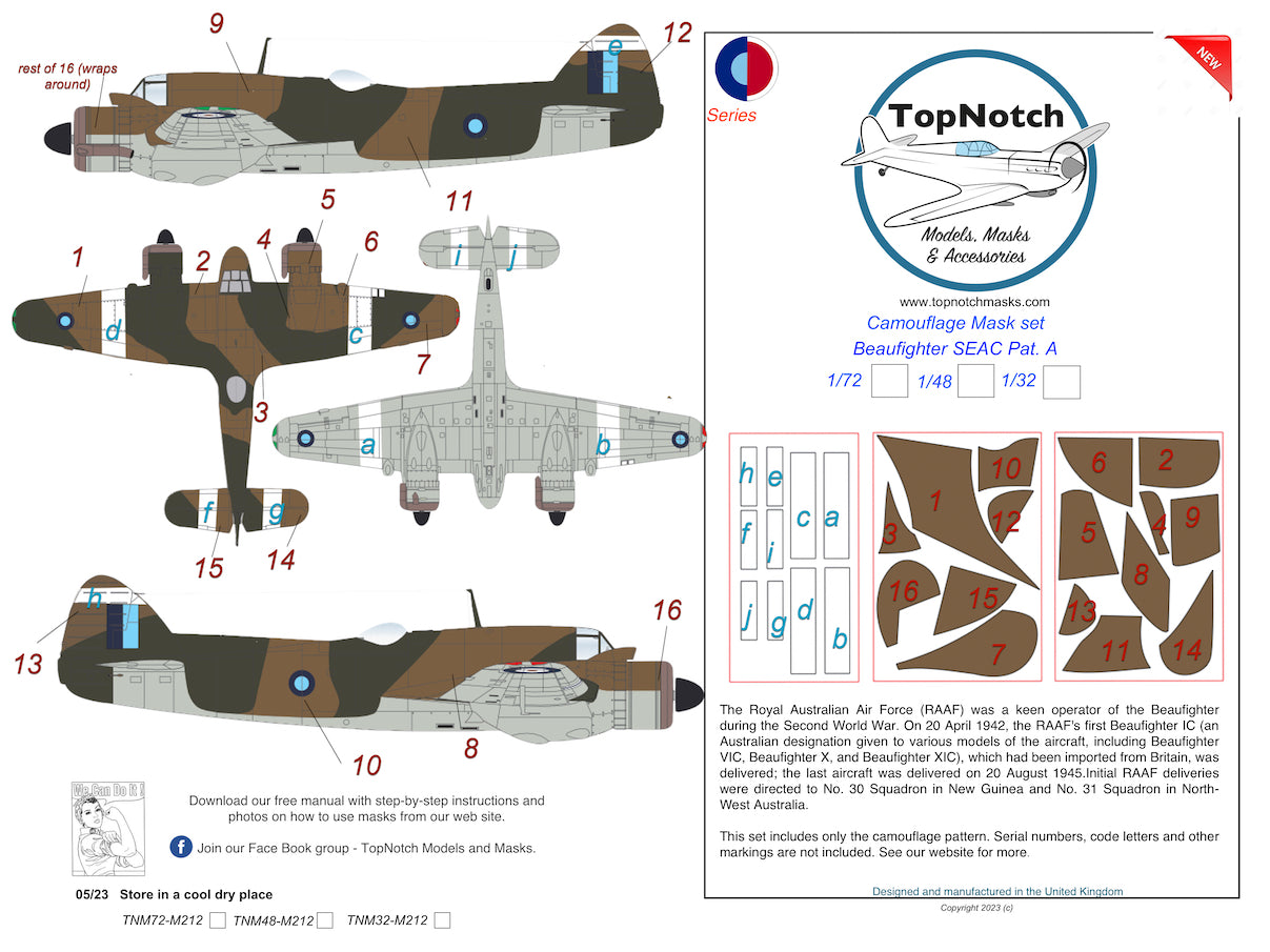 TopNotch TNM48-M212 1:48 Bristol Beaufighter SEAC Pattern